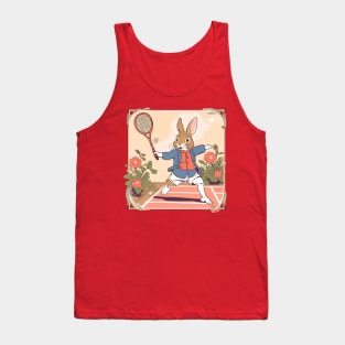 Funny Tennis Player of Rabbit Bunny in the Tennis Game Lover Tank Top